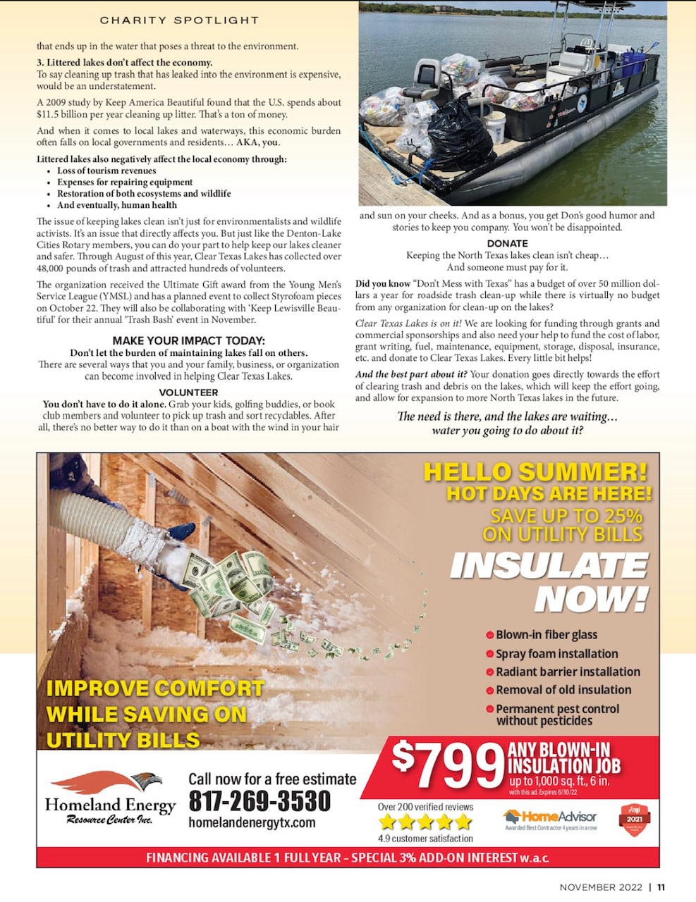 Clear Texas Lakes featured in Flower Mound Lakeside Magazine