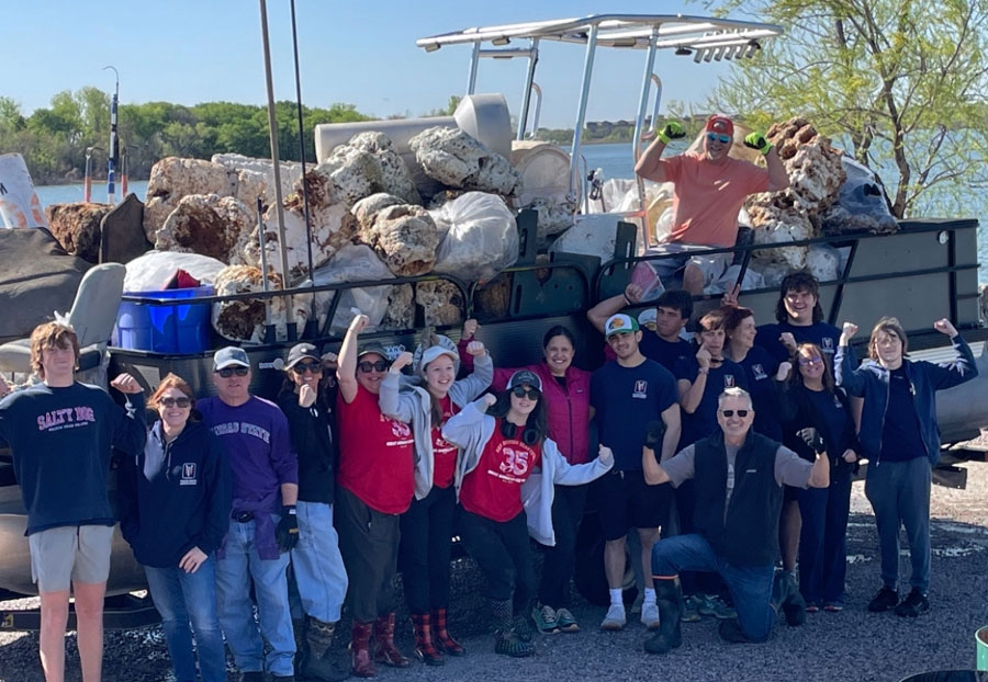 Image of happy groups enjoying time together, featuring Clear Texas Lakes and highlighting the 'Contact Us' section for inquiries and bookings.